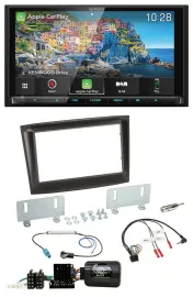 Kenwood Bluetooth Lenkrad 2DIN USB TMC DAB Navigation für Fiat Doblo ISO Can-Bus