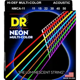 Струны для акустической гитары DR Strings NMCA-11 Neon Multi-Color 11-50 (люминисцентные)