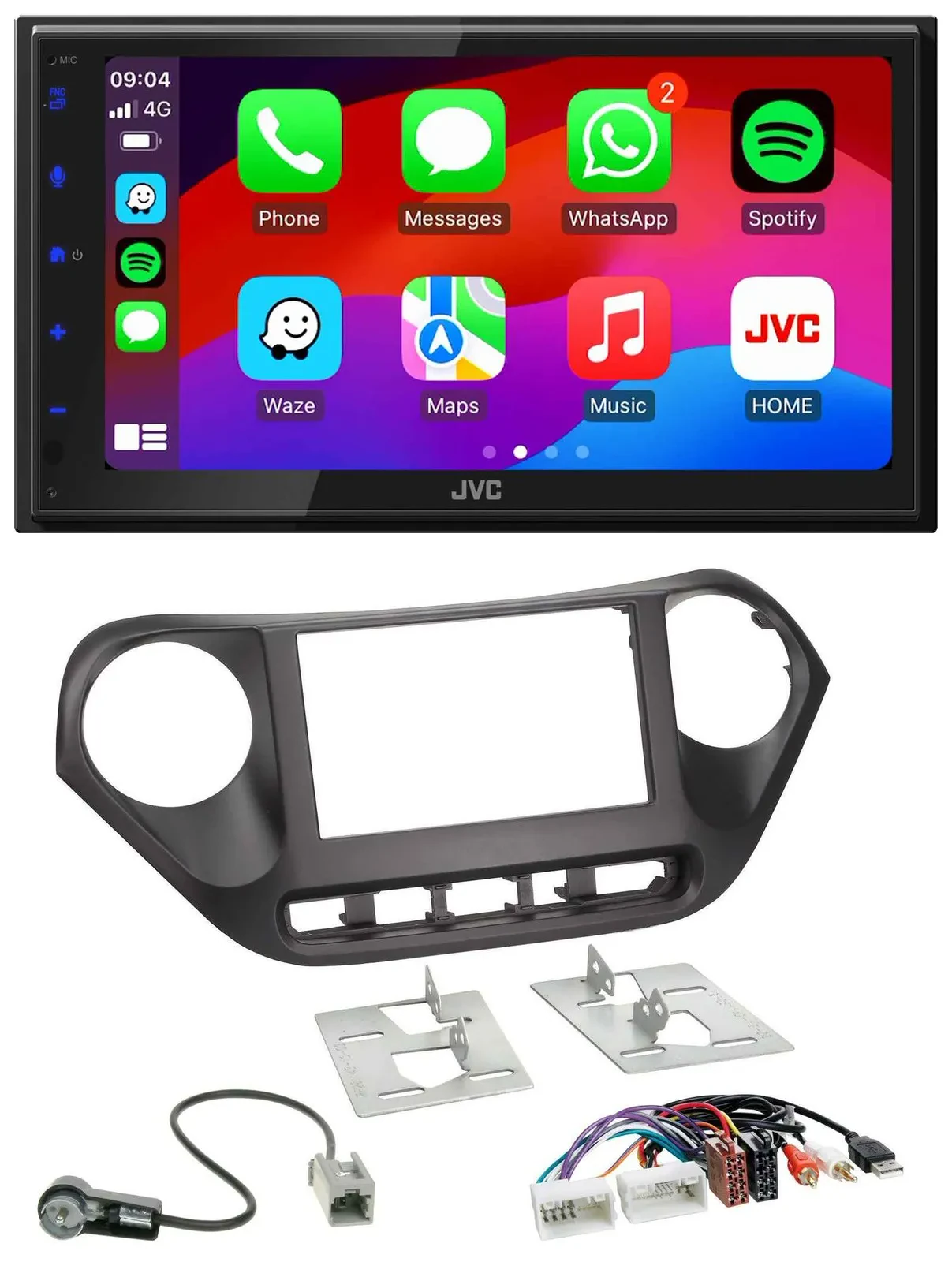 JVC Bluetooth 2DIN MP3 DAB USB Autoradio für Hyundai i10 ab 2013 AUX USB
