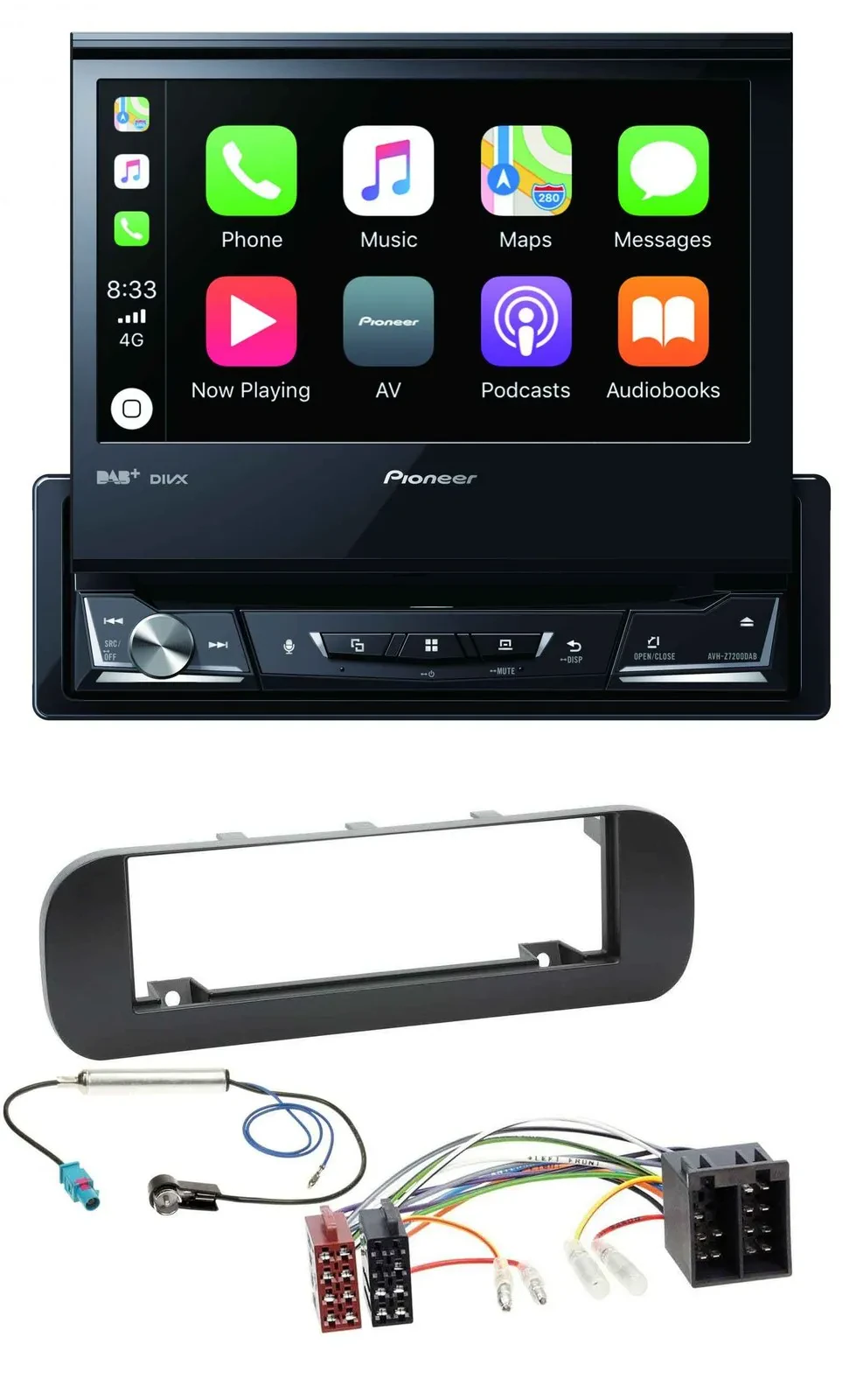 Автомагнитола для Fiat Panda (с 2012) Pioneer DVD, Bluetooth, DAB, USB, MP3, черный