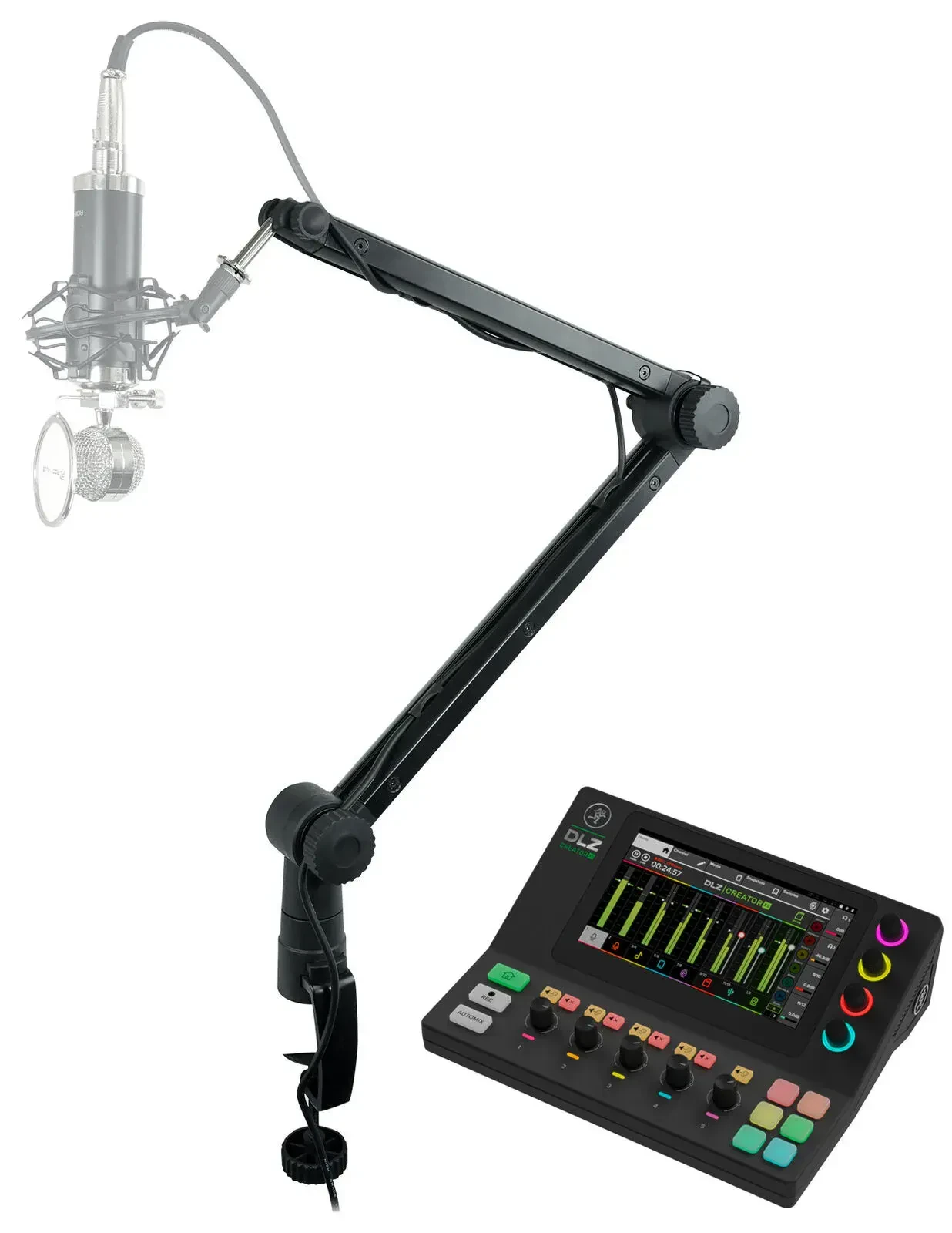 Микшер для стриминга Mackie DLZ Creator XS с микрофонной стойкой