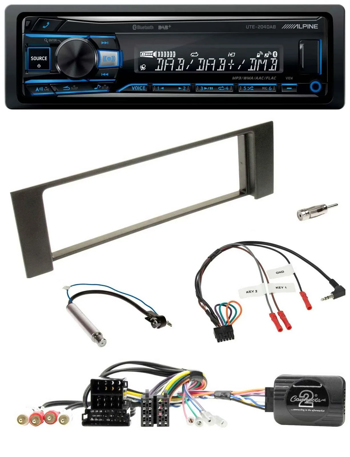 Alpine USB Bluetooth DAB Lenkrad Autoradio für Audi A4 2000-2004 Can-Bus ISO
