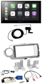 Pioneer USB Lenkrad 2DIN Bluetooth DAB Autoradio für Toyota Yaris 2011-2014 silb