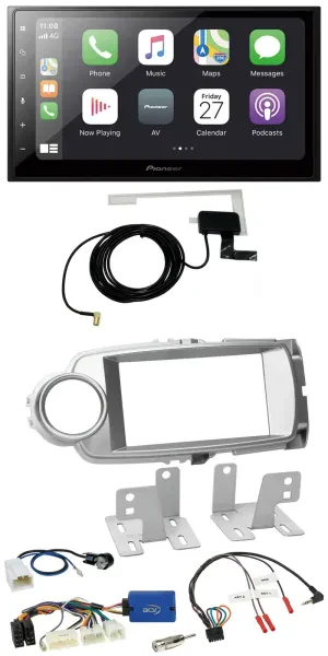 Pioneer USB Lenkrad 2DIN Bluetooth DAB Autoradio für Toyota Yaris 2011-2014 silb