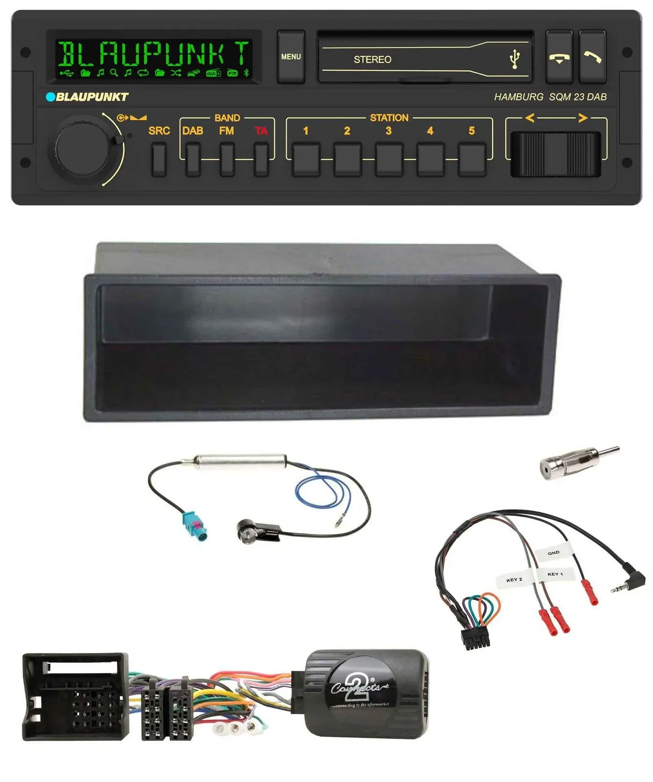 Blaupunkt USB DAB Bluetooth Lenkrad Autoradio für VW Polo Passat Ablagefach