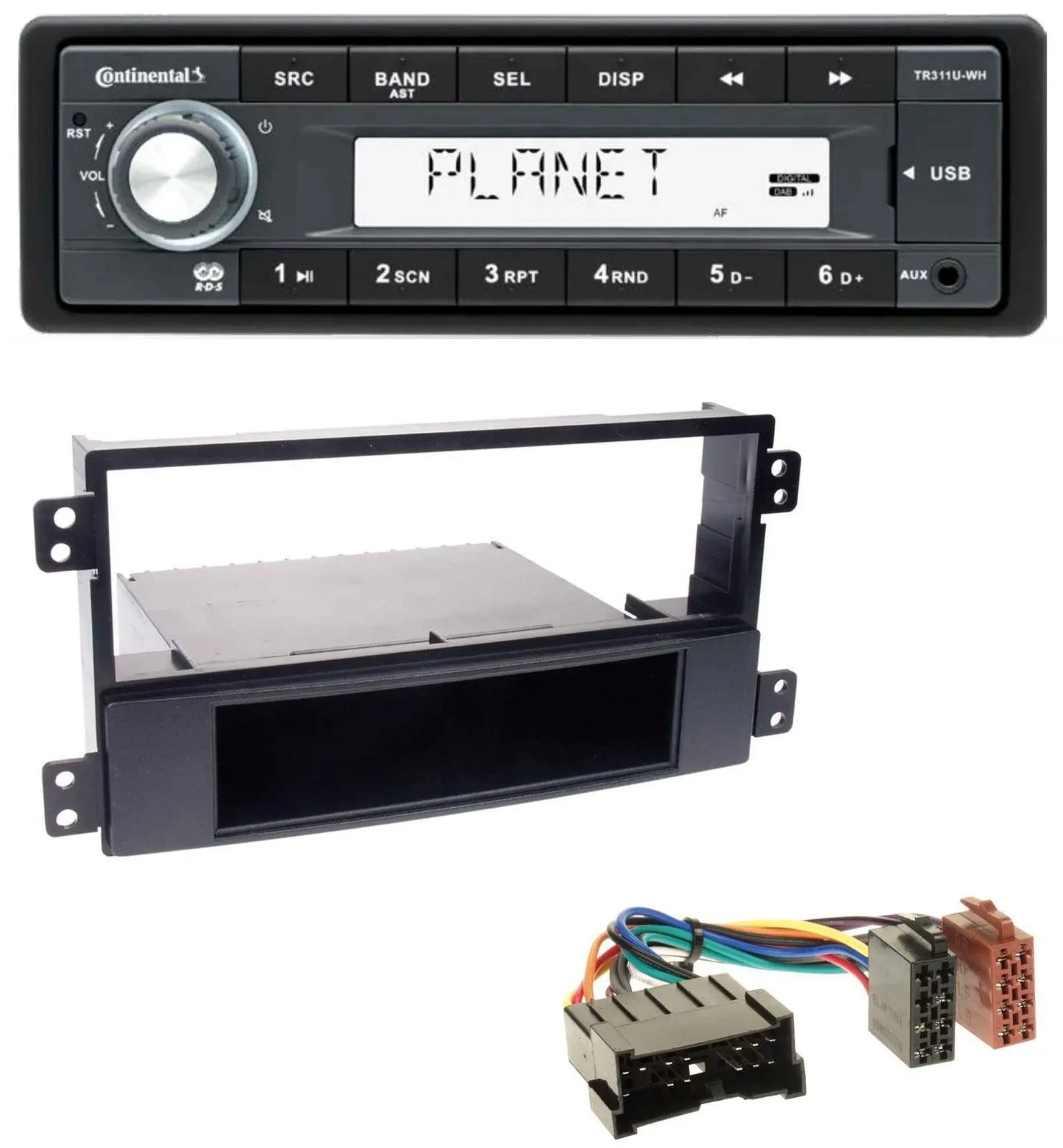 Continental USB MP3 AUX 1DIN Autoradio für Hyundai Sonata NF 02-05 schwarz