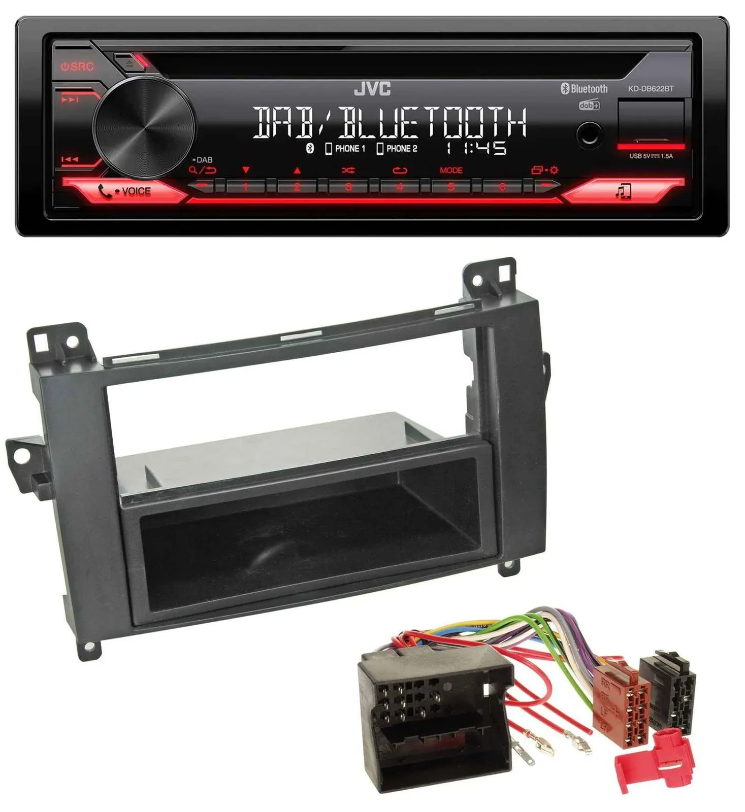 JVC CD DAB USB Bluetooth MP3 Autoradio für Mercedes Vito Viano W639 06-14