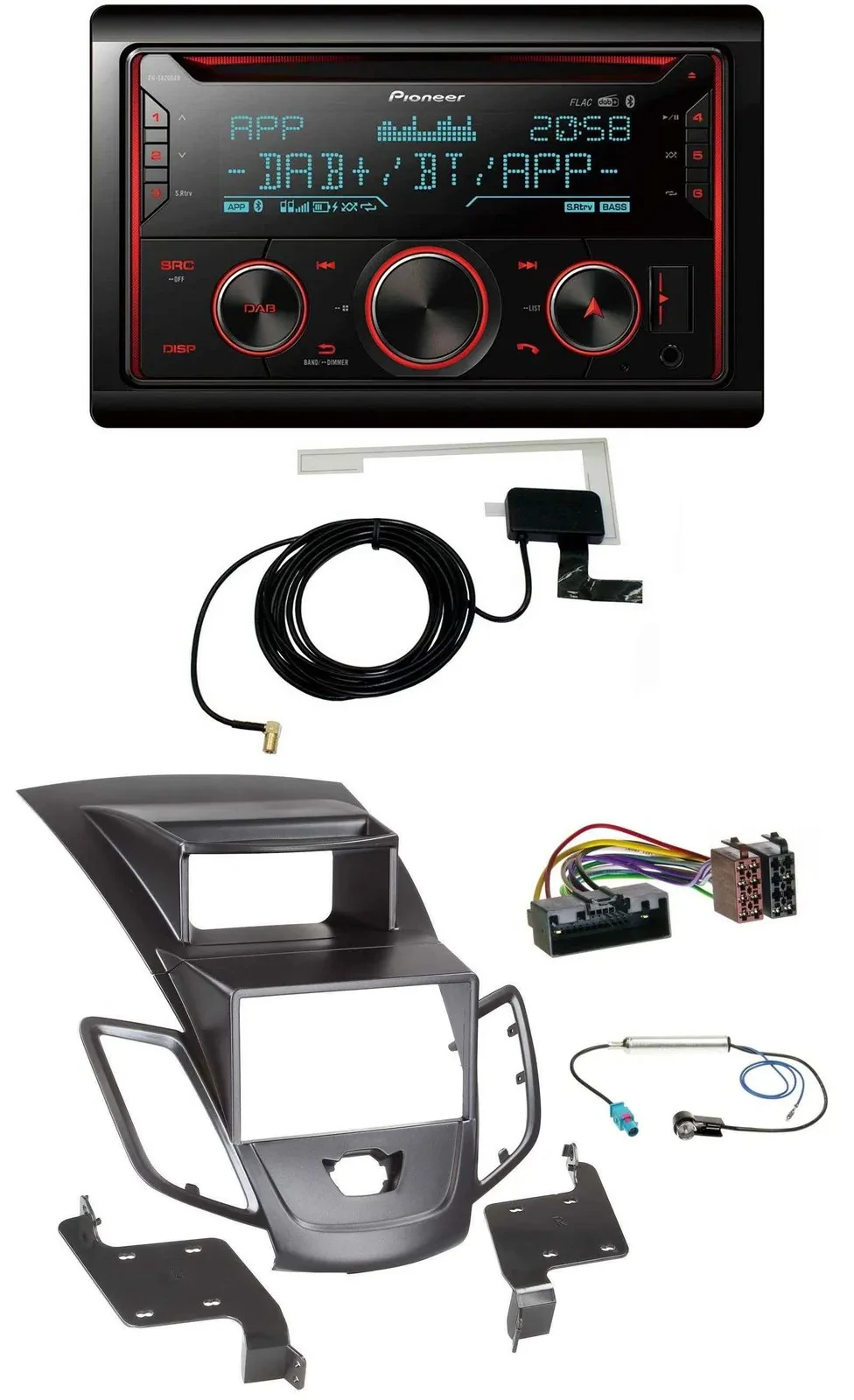 Автомагнитола Pioneer 2DIN, CD, USB, Bluetooth, DAB для Ford Fiesta 2010–2017