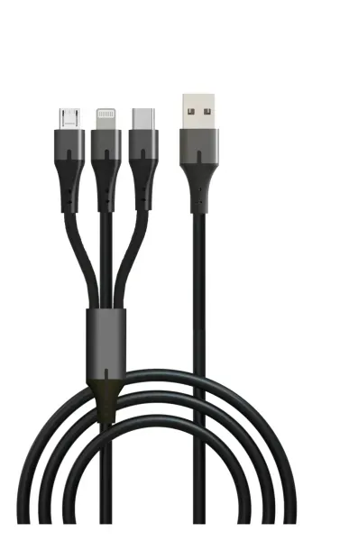 00-00028388 Кабель GP21-3-1.2M USB (m)-Type-C/Lightning/microUSB (m) 1.2м черный, GoPower