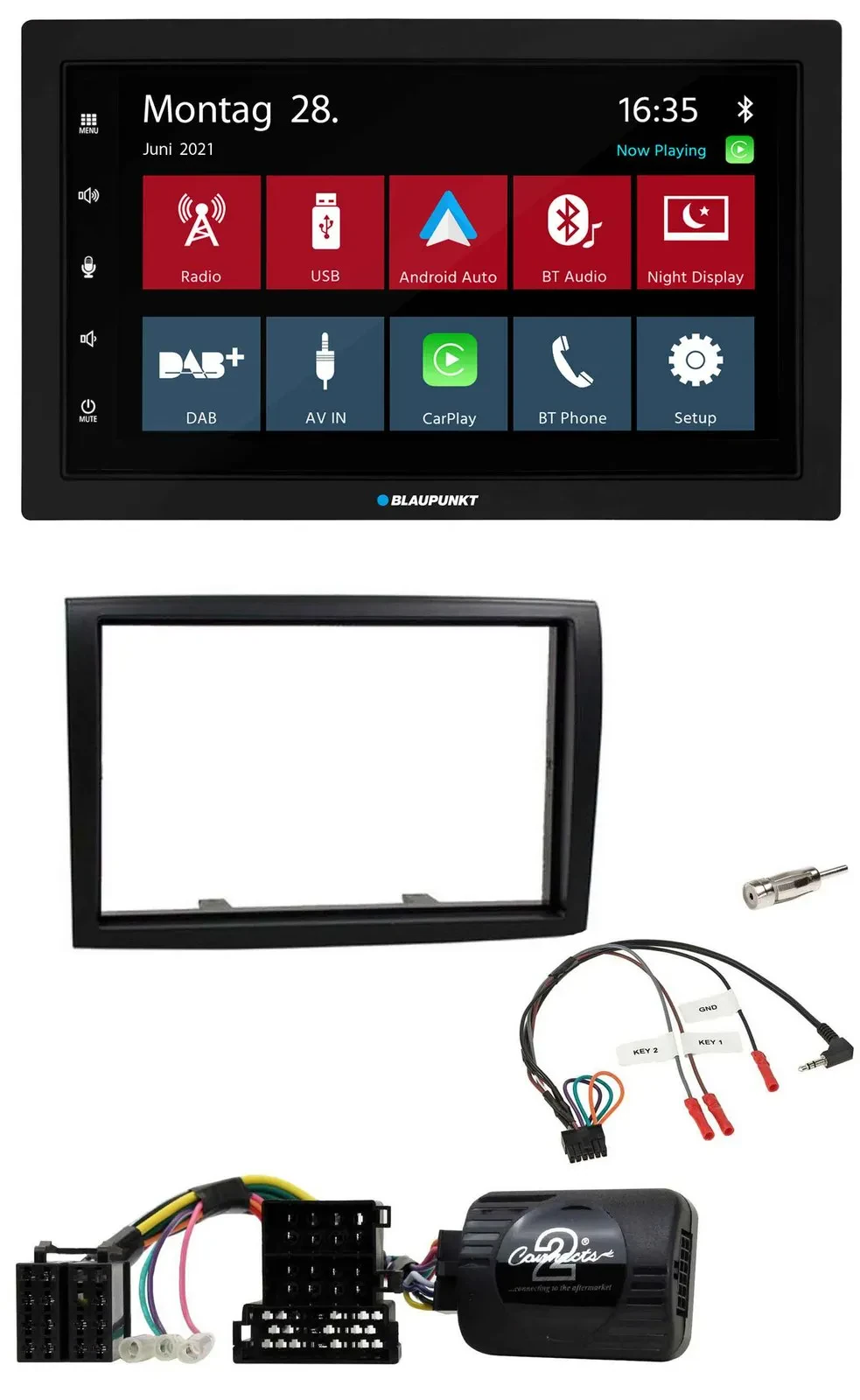 Автомагнитола Blaupunkt 2DIN, Bluetooth, DAB, USB, поддержка кнопок на руле, для Citroen Jumper и Peugeot