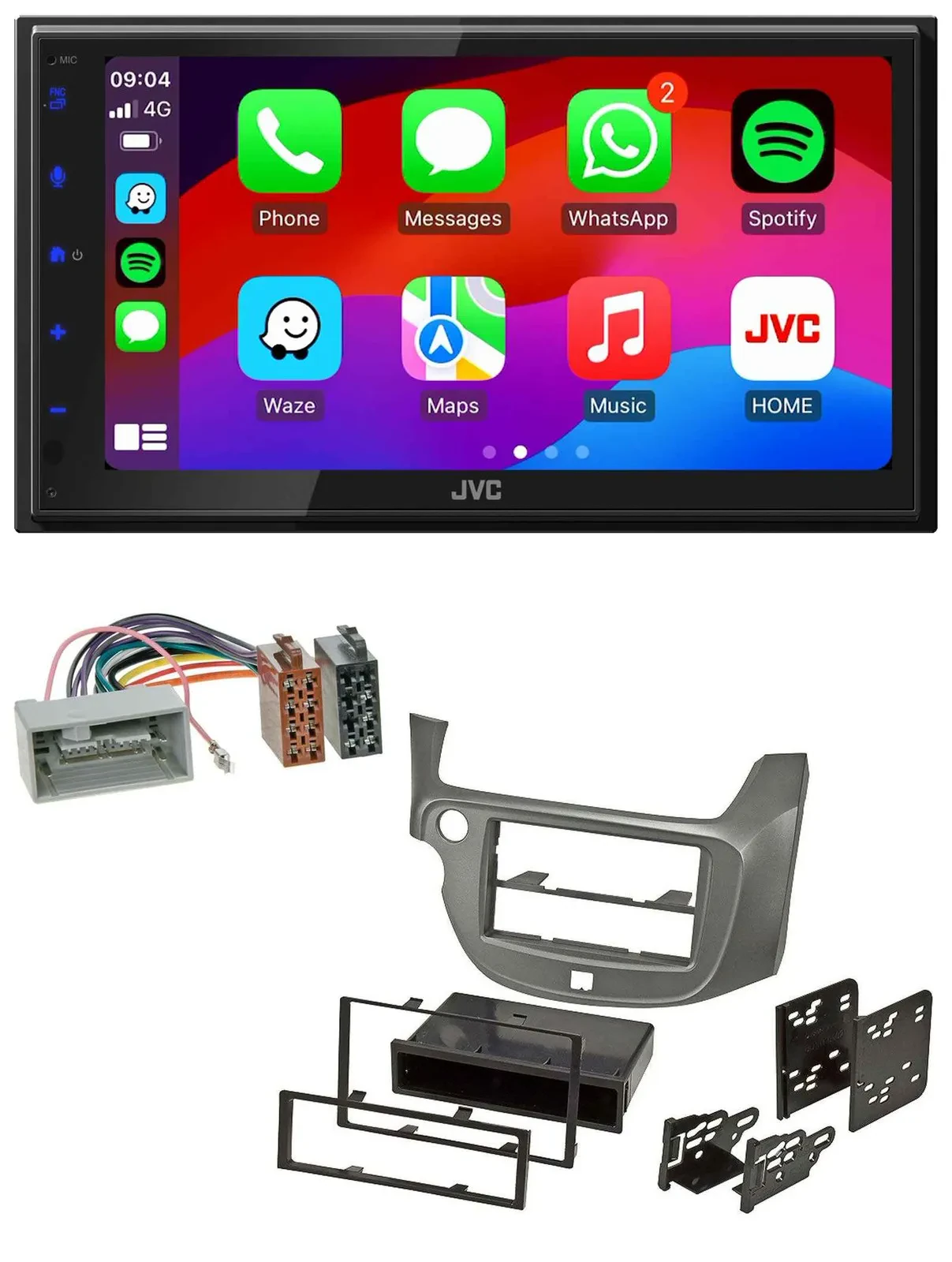 JVC Bluetooth 2DIN MP3 DAB USB Autoradio für Honda Jazz ab 09 silber