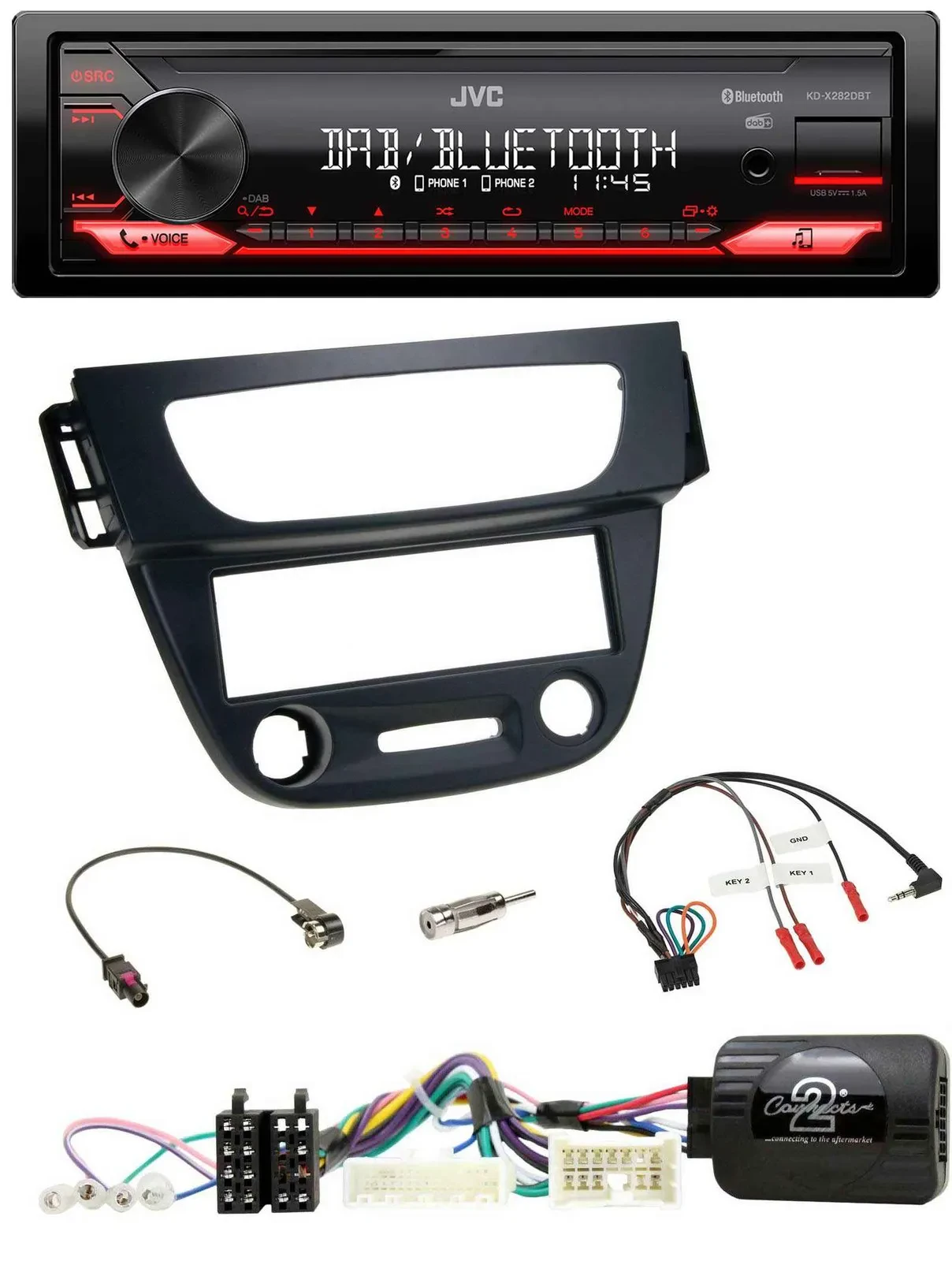 JVC Bluetooth USB DAB Lenkrad Autoradio für Renault Megane Fluence 2012-2014 sch