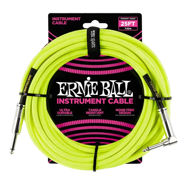 Инструментальный кабель Ernie Ball 6057 7.5м Braided Neon Yellow