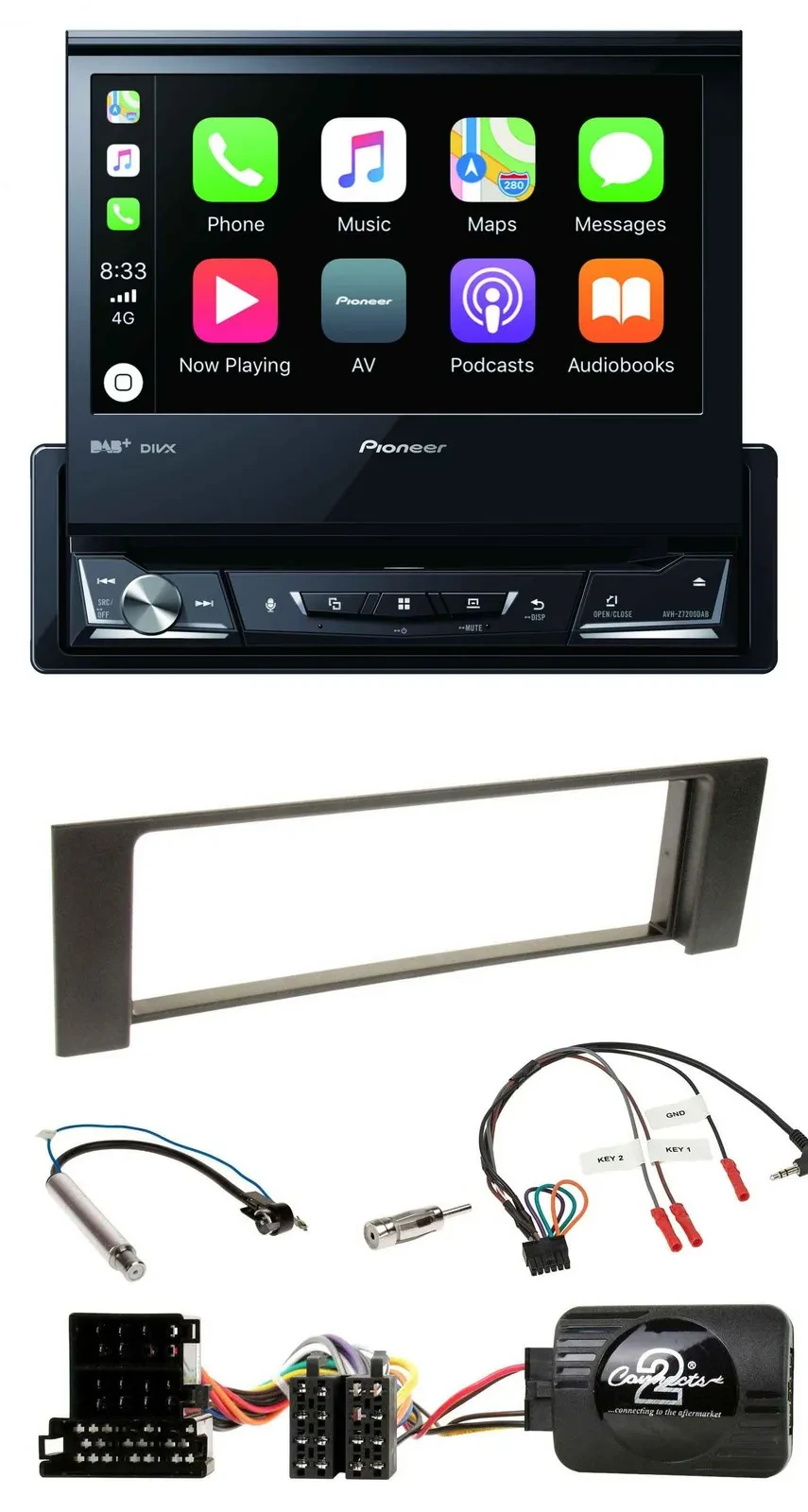 Pioneer DVD Bluetooth DAB USB Lenkrad Autoradio für Audi A4 2000-2004 ISO
