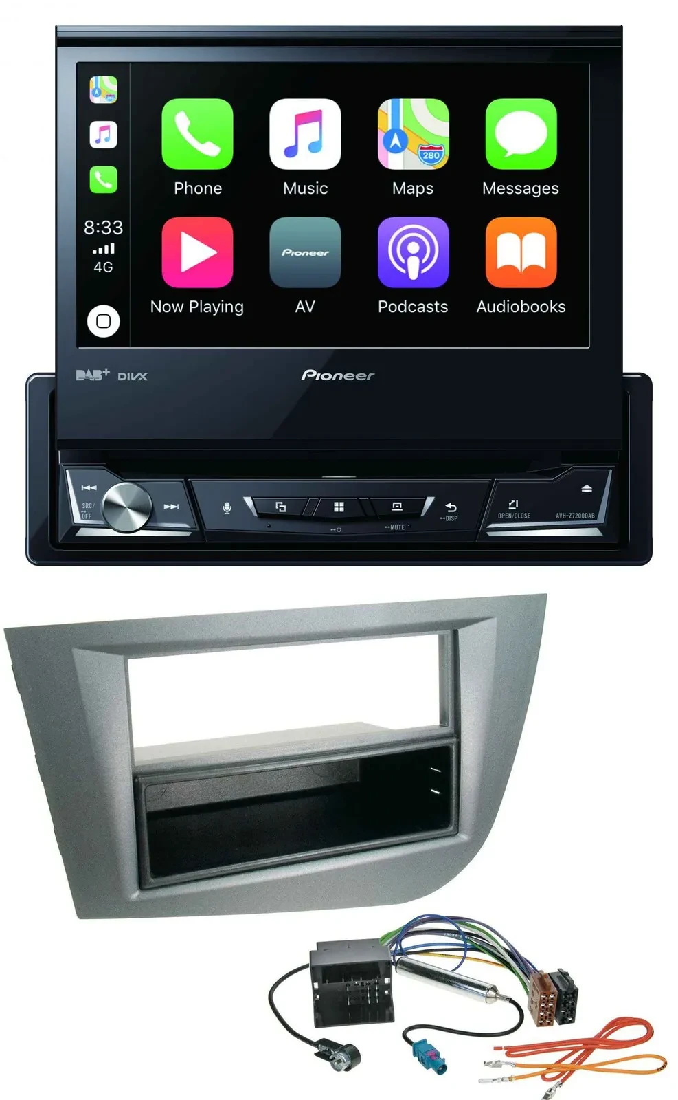 Автомагнитола для Seat Leon (с 2005) Pioneer DVD, Bluetooth, DAB, USB, MP3, тёмно-серый металлик