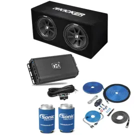 Сабвуфер пассивный для авто Kicker DC122 12", двойной, фазоинверторный (набор) с усилителем NVX и комплектом установки