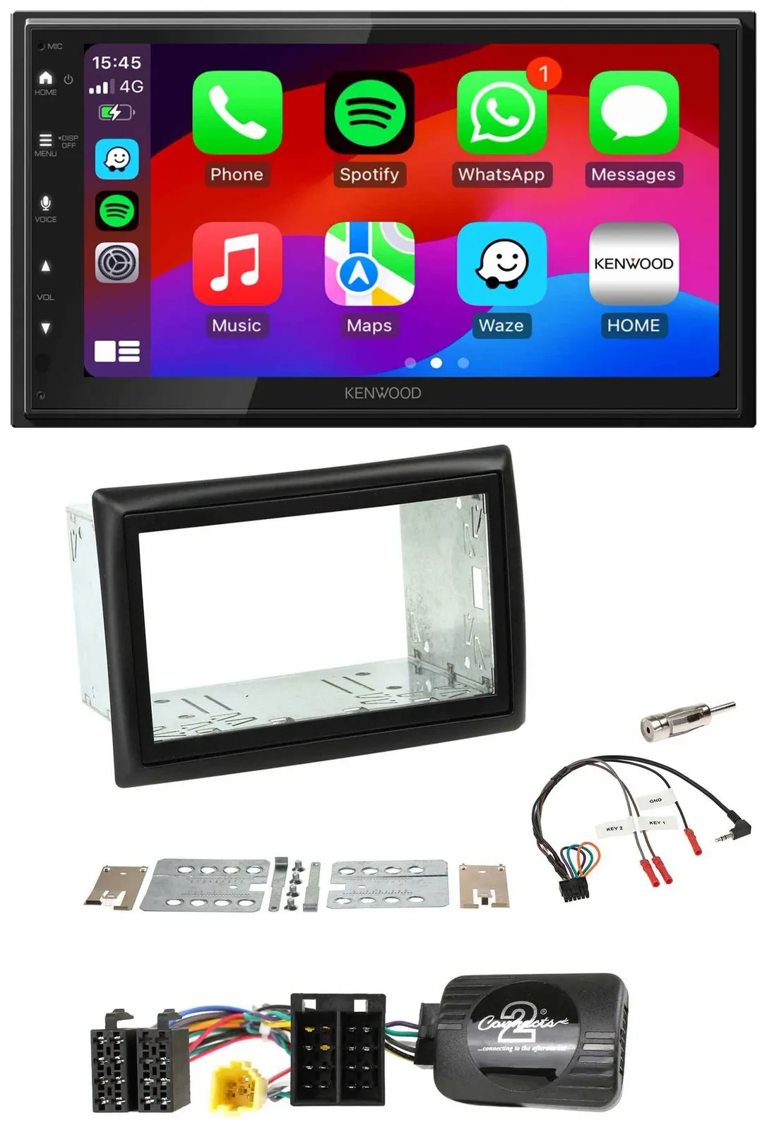 Kenwood Lenkrad USB DAB 2DIN Bluetooth Autoradio für Renault Megane II 2005-2008