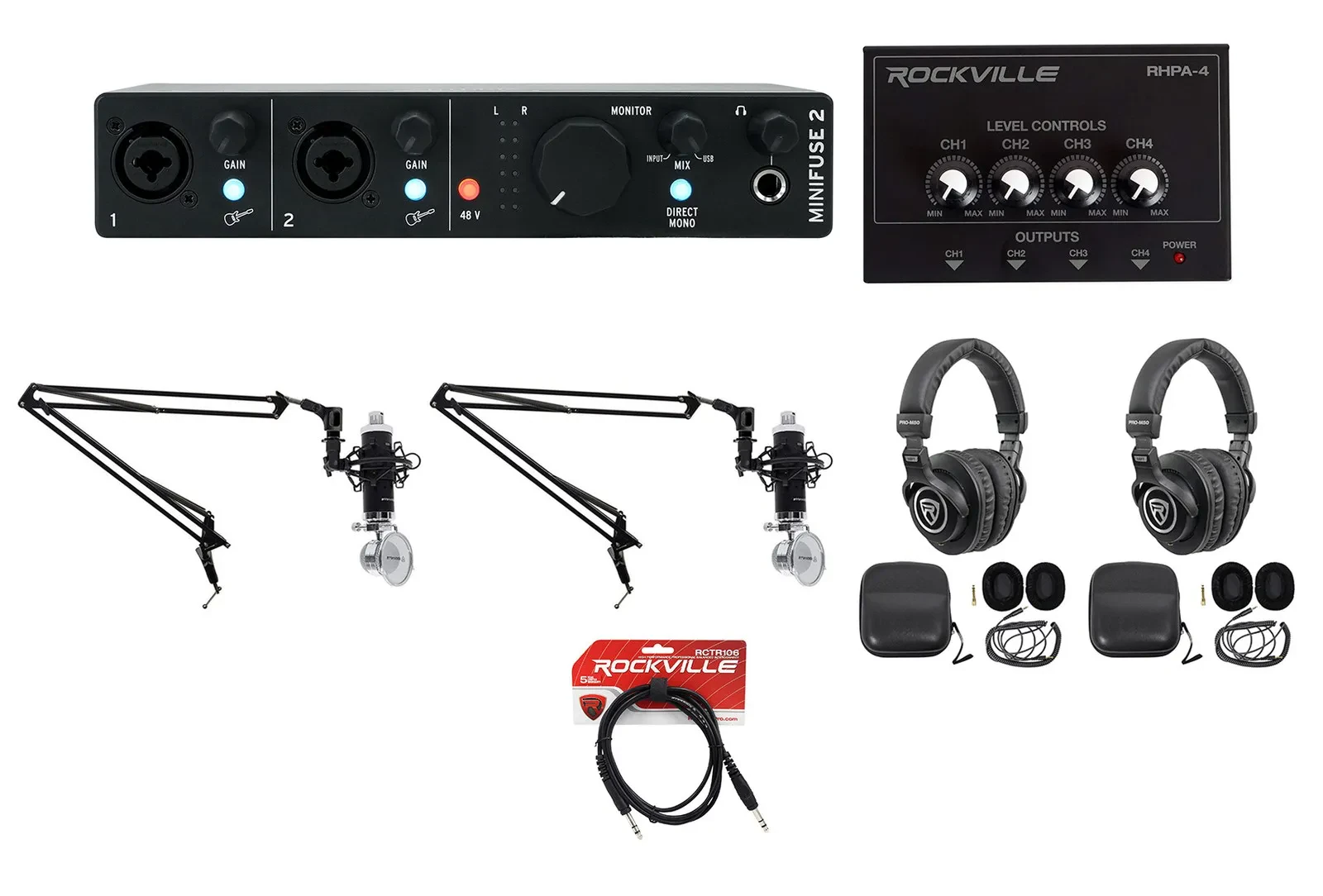 Arturia Minifuse 2-Person Podcast Podcasting Bundle w/Microphone+Headphones+Boom