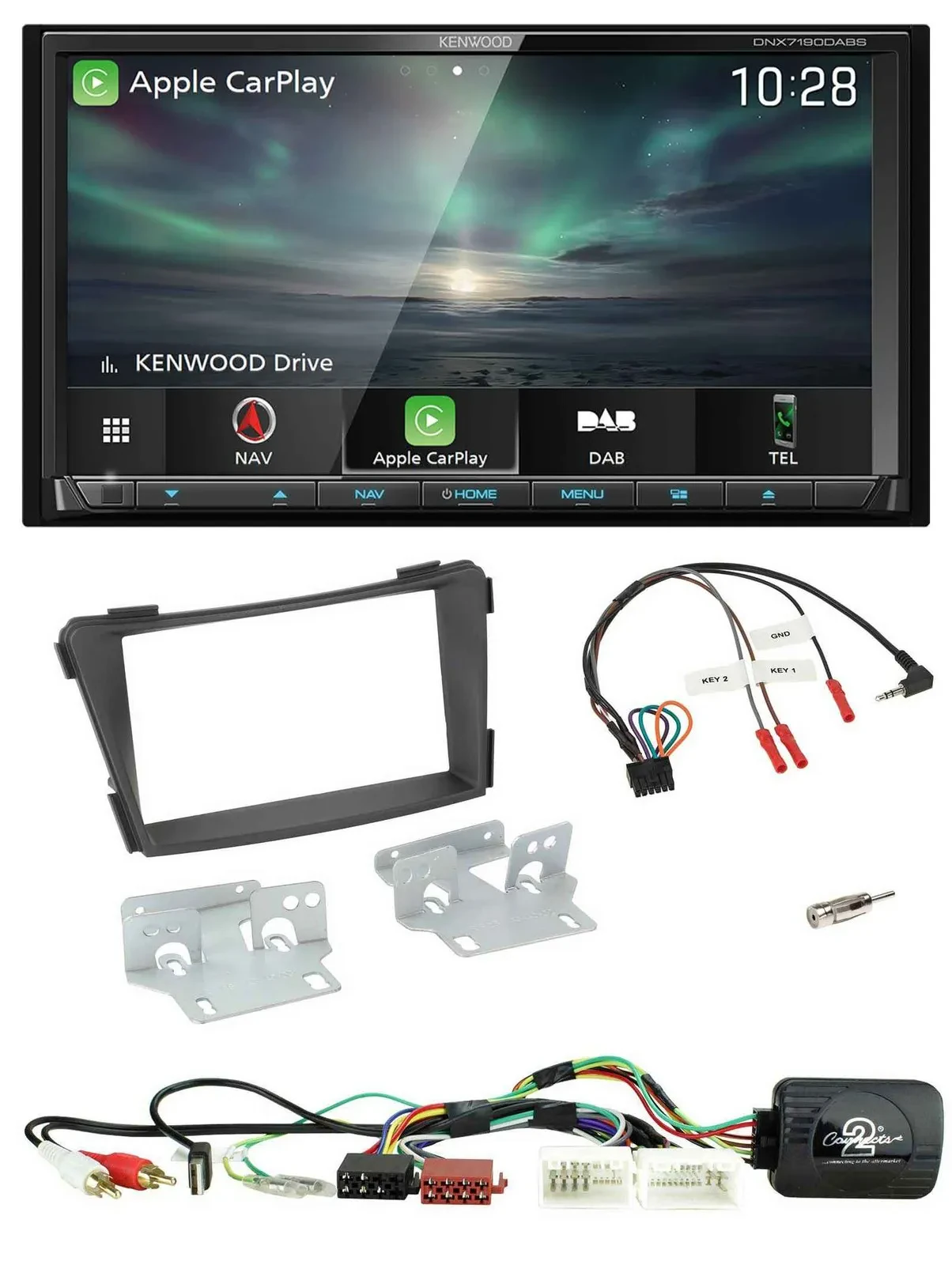 Kenwood Bluetooth USB 2DIN Lenkrad TMC DAB Navigation für Hyundai i40 11-19 AUX