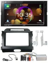 Автомагнитола для Kia Sportage III JVC 2 DIN, DAB, Bluetooth, USB, черный