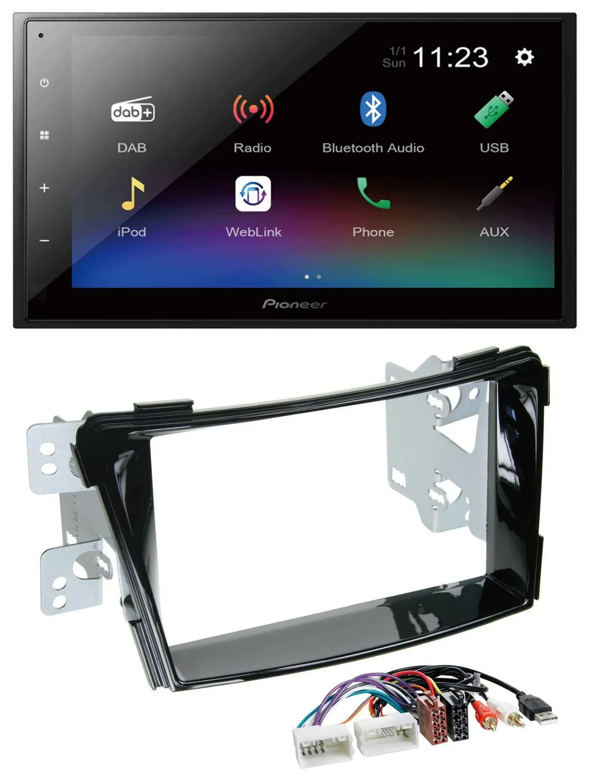 Автомагнитола для Hyundai i40 (с 2011) Pioneer 2-DIN USB Bluetooth DAB MP3 черный (глянцевый)