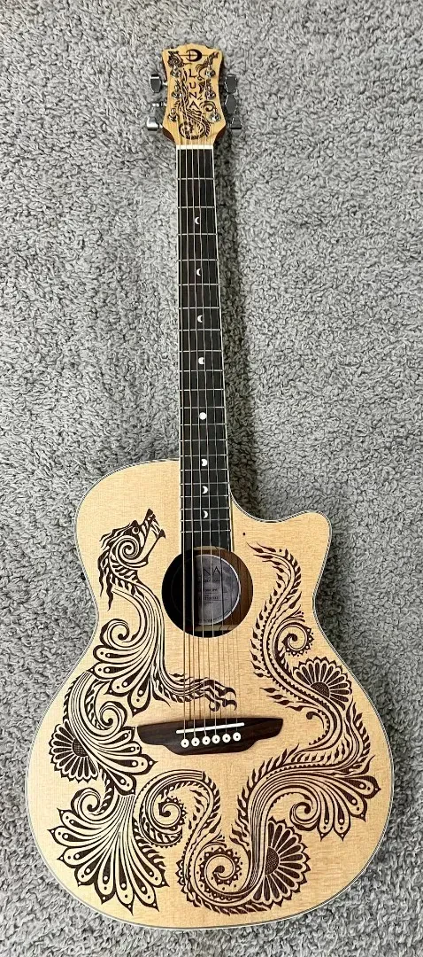 Электроакустическая гитара Luna Guitars HENDRASPR Grand Concert Henna Dragon