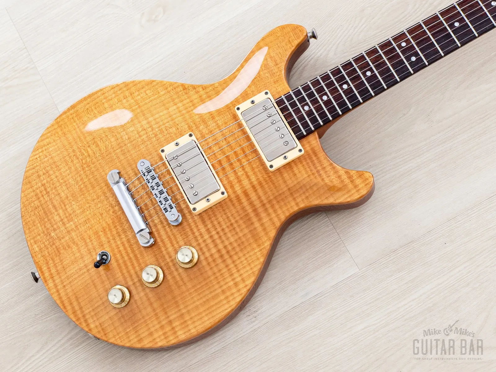 1995 Hamer USA Studio Double Cut Carved Top Electric Guitar Natural w/ Case