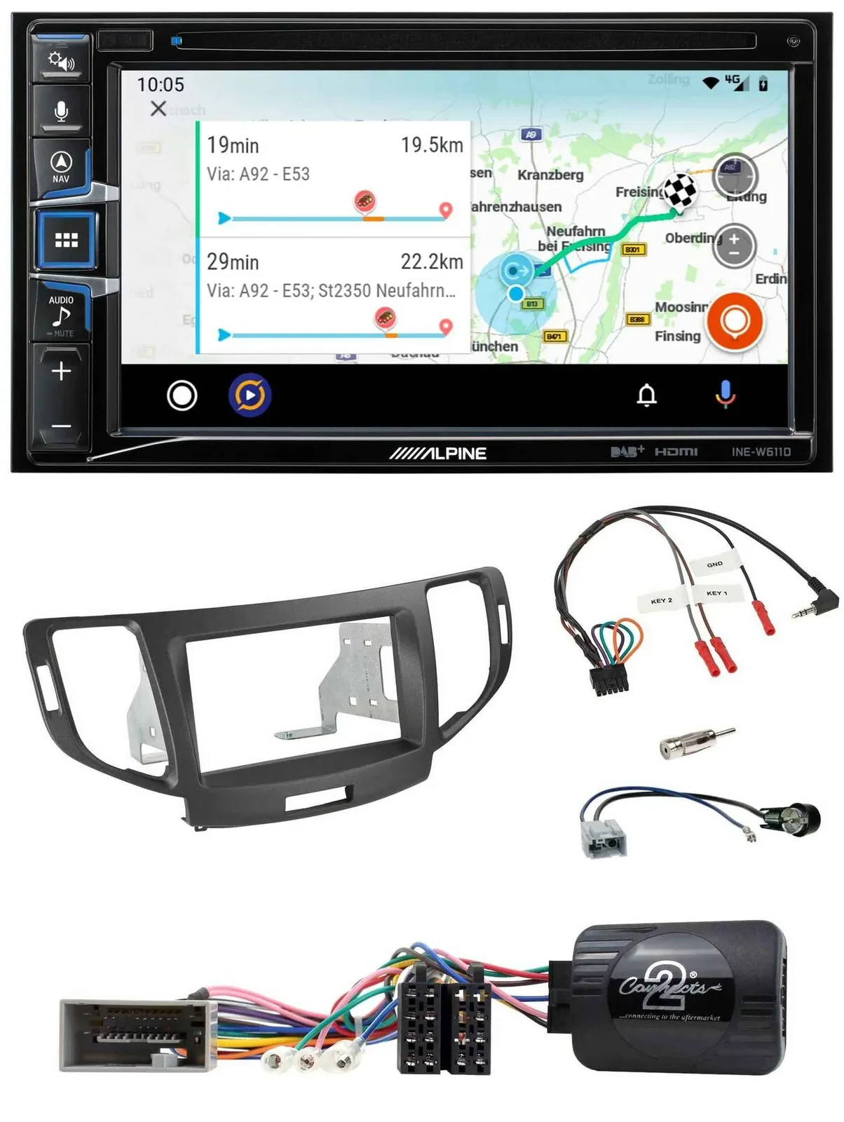 Alpine Bluetooth TMC USB DAB 2DIN Lenkrad Navigation für Honda Accord 2008-2015