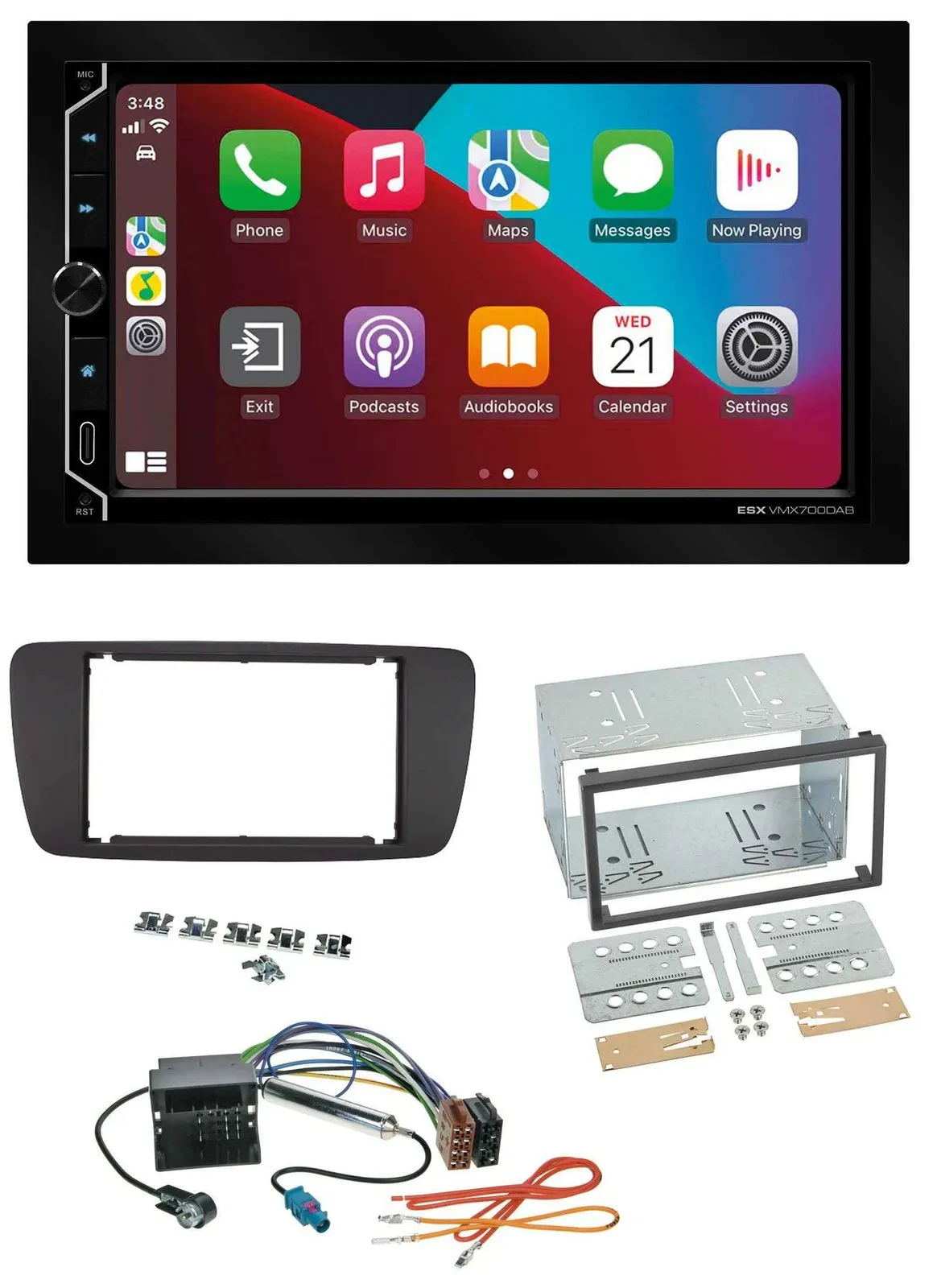 ESX 2DIN DAB USB MP3 Bluetooth Autoradio für Seat Ibiza ab 08 azabacheschwarz