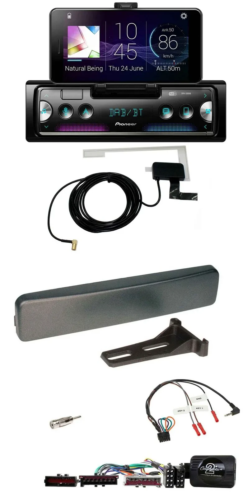 Автомагнитола для Ford Mondeo/Focus Pioneer DAB, Bluetooth, USB, управление с руля, антрацит