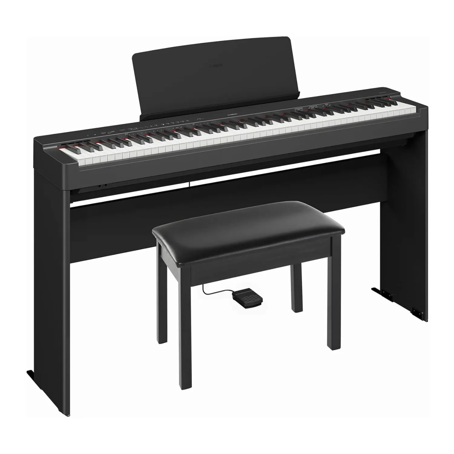 Yamaha P-225B 88-Key Deluxe Digital Piano with Stand and Bench Bundle