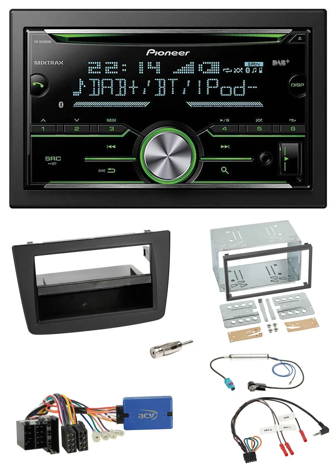Pioneer Bluetooth Lenkrad DAB 2DIN USB CD Autoradio für Alfa Romeo Mito ISO 955