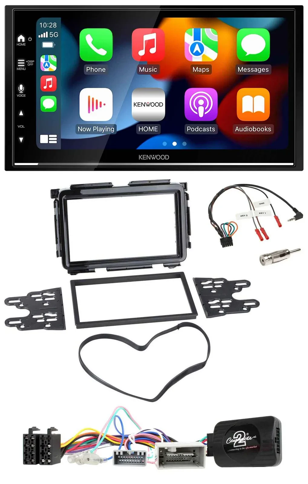 Kenwood DAB USB Bluetooth 2DIN Lenkrad Autoradio für Honda HR-V RU ab 2015 schwa