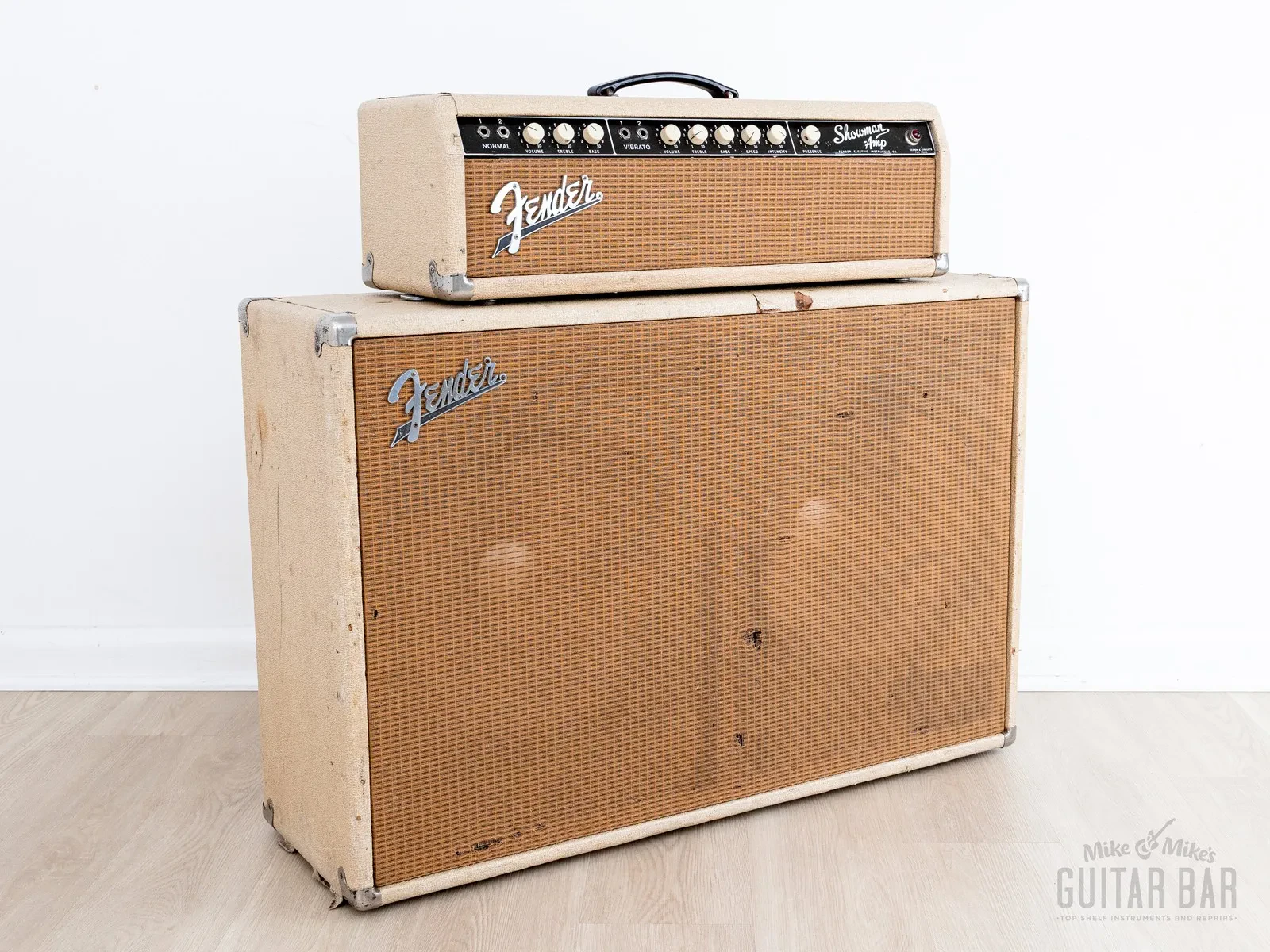 1962 Fender Dual Showman Blonde Brown Panel Vintage Piggyback Tube Amp 2x15