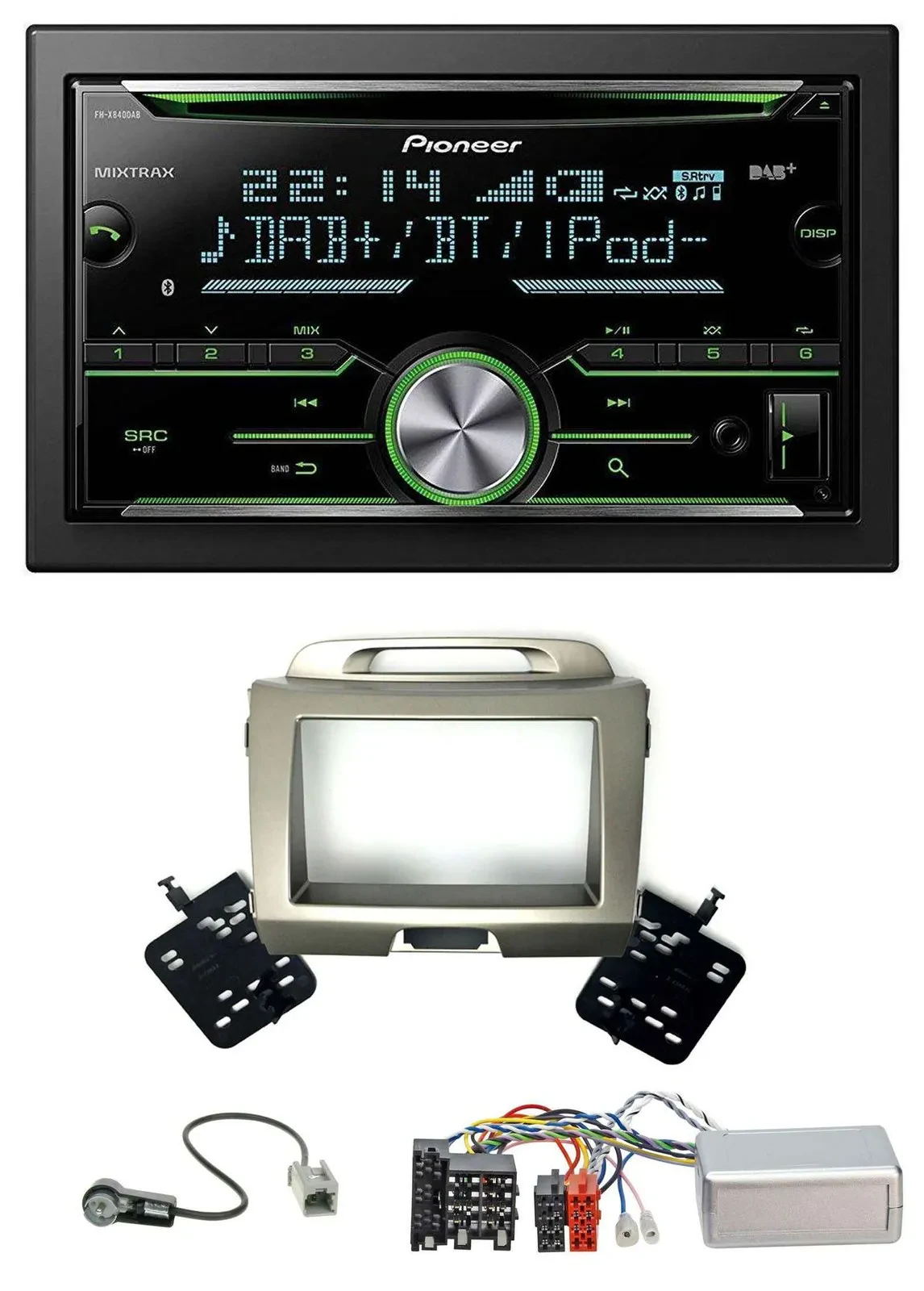 Автомагнитола для Kia Sportage 3 (2010–2015) Pioneer 2DIN, Bluetooth, DAB, USB, CD, поддержка управления с руля