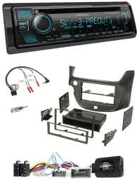 Автомагнитола для Honda Jazz Kenwood Bluetooth, CD, USB, DAB, темно-серый