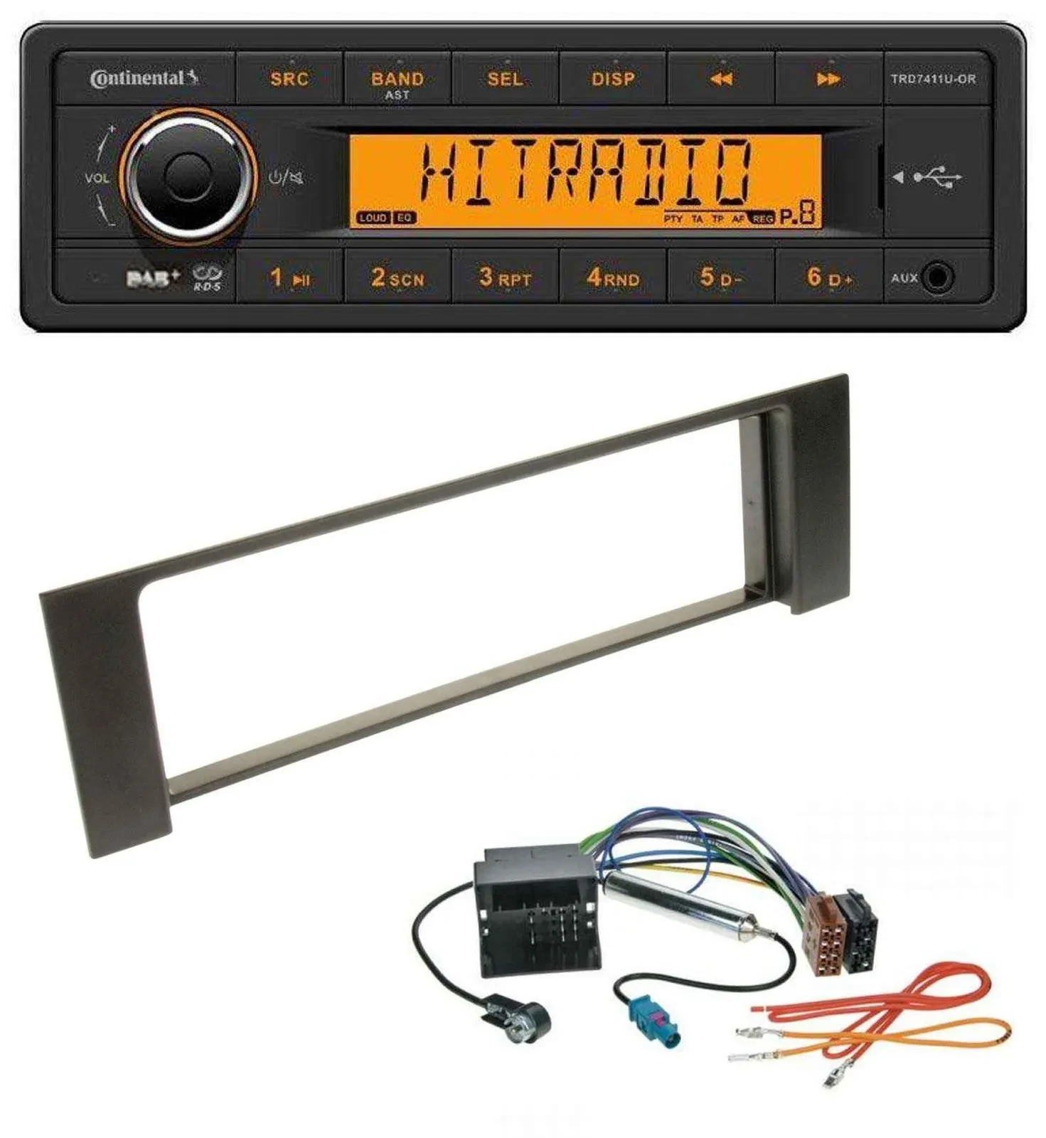 Continental 1DIN DAB MP3 AUX USB Autoradio für Audi A4 00-04 B6 Quadlock Fakra