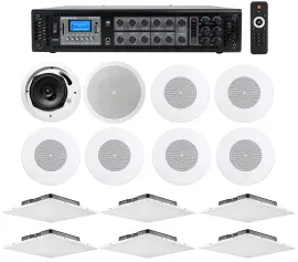 Office/Restaurant Bundle JBL drop Ceiling+6.5"+8" Ceiling Speakers+6-Zone Amp