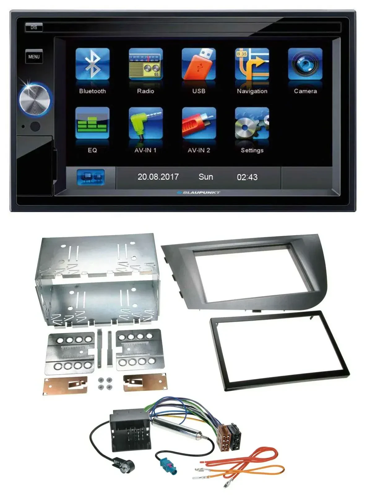 Blaupunkt SD Bluetooth 2DIN MP3 USB AUX Autoradio für Seat Leon 2005-2009 silber