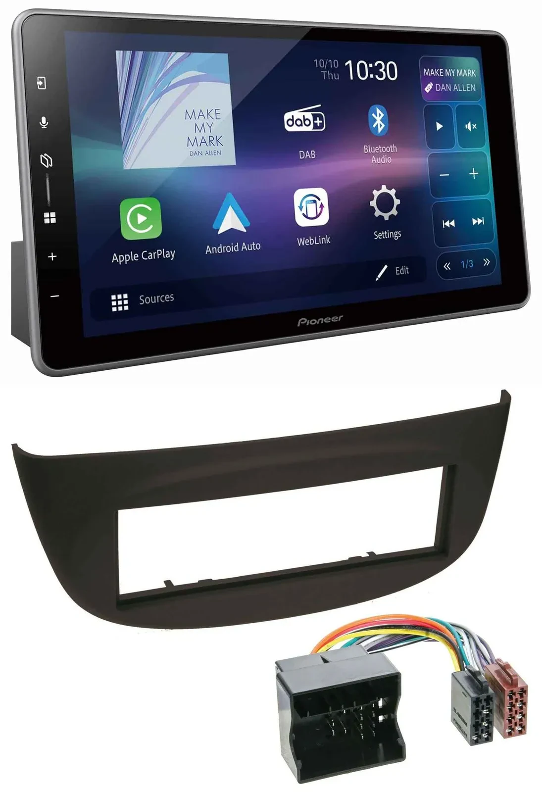 Автомагнитола для Renault Twingo (2007–2014) Pioneer Bluetooth USB DAB MP3, черный