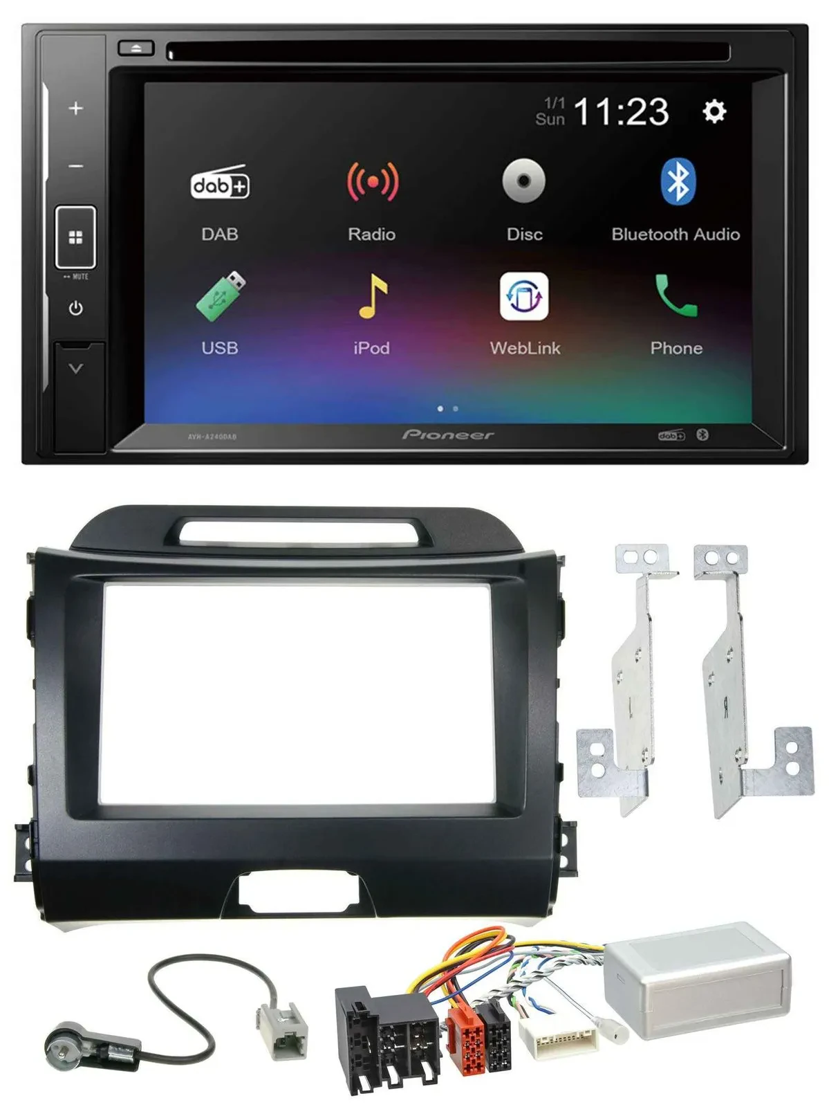 Pioneer Bluetooth Lenkrad USB 2DIN DAB DVD Autoradio für Kia Sportage 3 10-15 Na