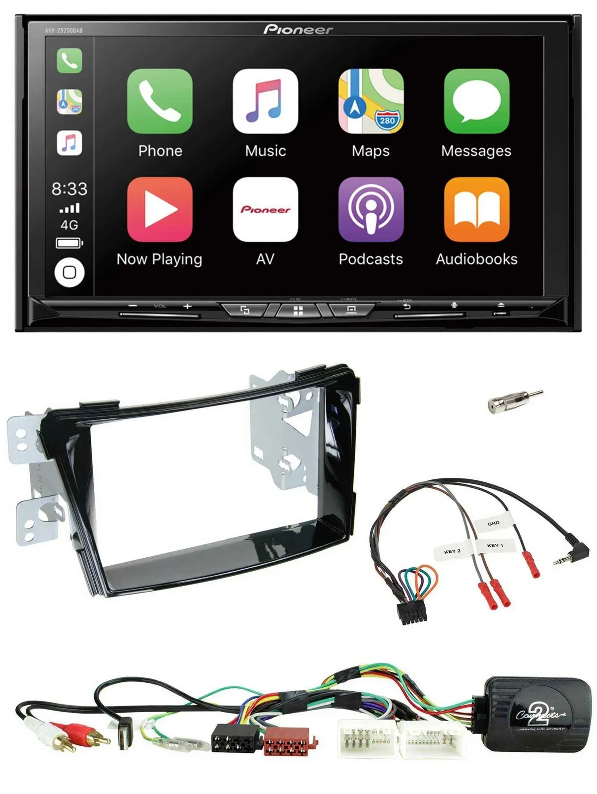 Pioneer 2DIN Lenkrad USB DAB DVD Bluetooth Autoradio für Hyundai i40 11-19 USB A