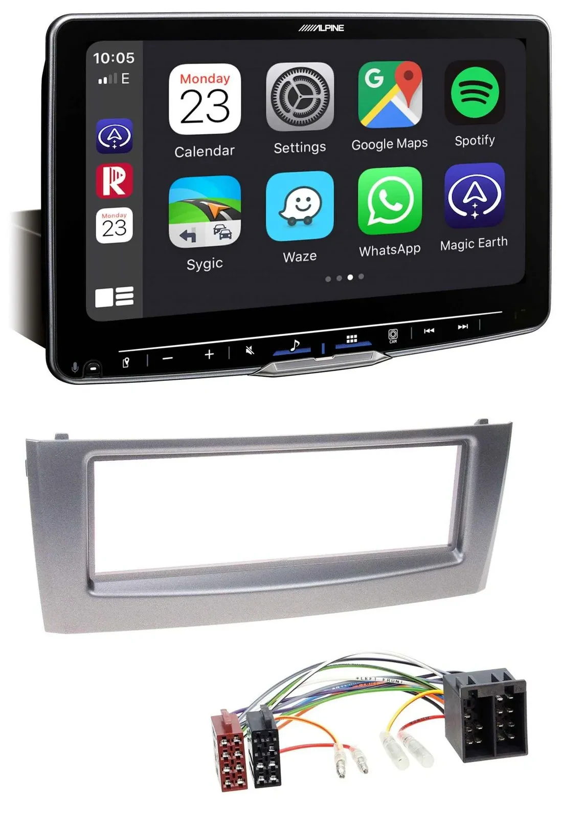 Alpine Bluetooth MP3 USB DAB Autoradio für Fiat Punto Grande Punto ab 05 grau