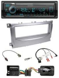 Автомагнитола Kenwood Bluetooth, DAB, USB, для Ford S-Max/Mondeo (2007–2014), серебристая, с поддержкой управления с руля