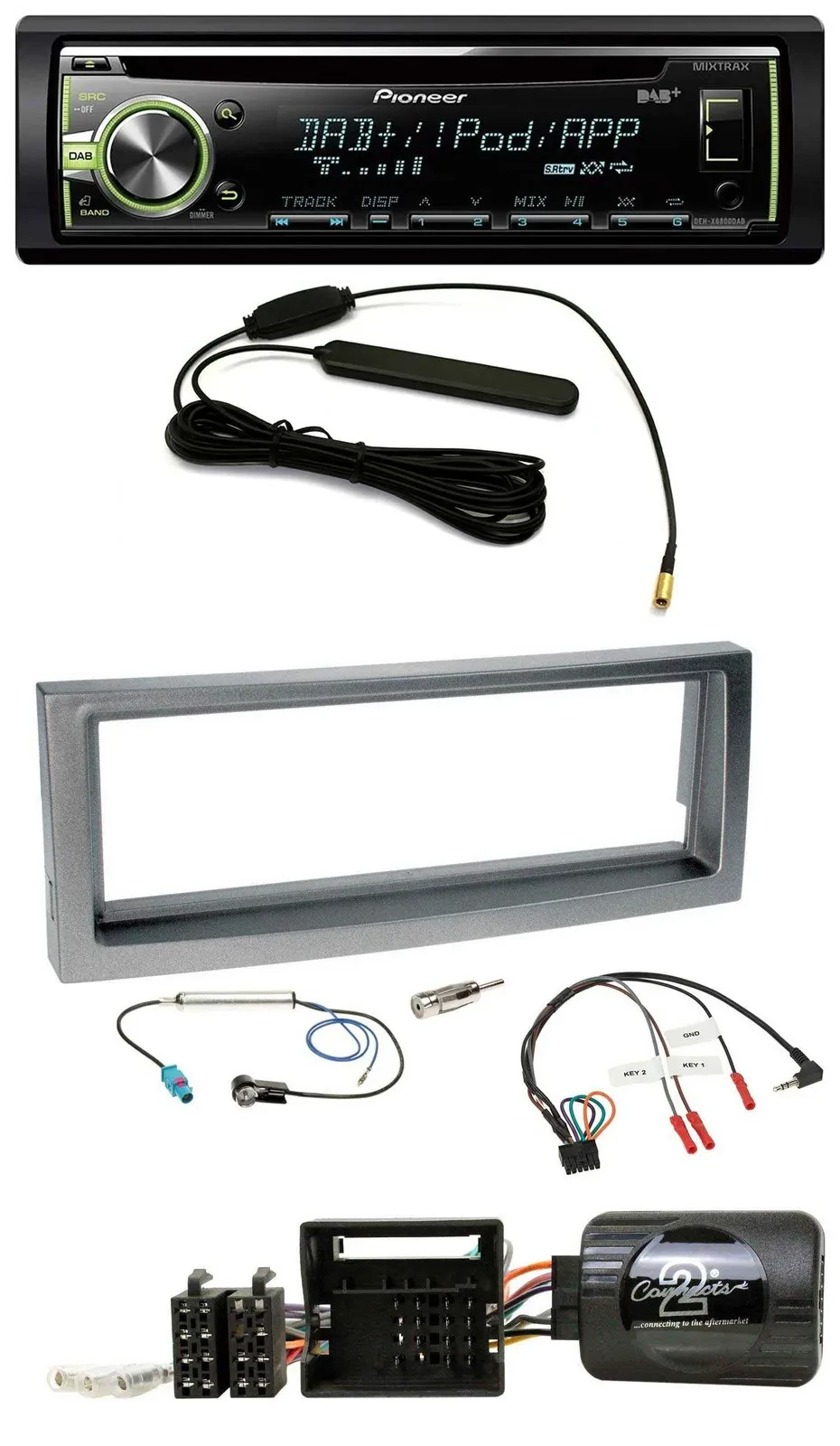 Pioneer MP3 USB CD DAB Lenkrad Autoradio für Citroen C5 ab 2005 grau-metallic