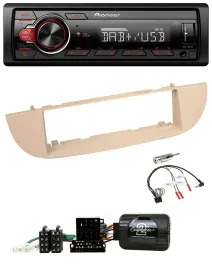 Автомагнитола Pioneer 1-DIN DAB USB для Fiat 500 (с 2007), перламутрово-серый/бежевый
