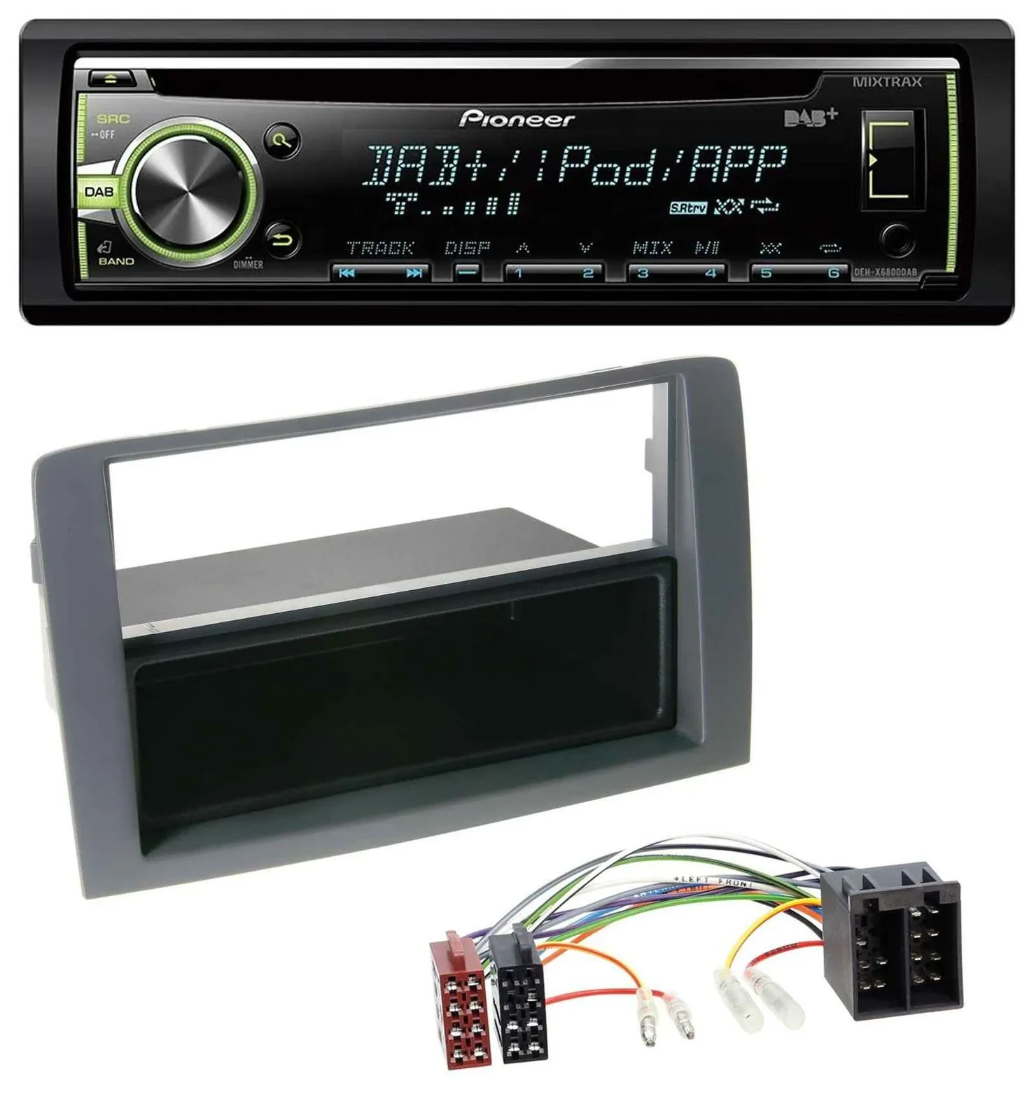 Автомагнитола Pioneer DAB USB MP3 AUX CD для Fiat Idea (350, 2003–2011), серый