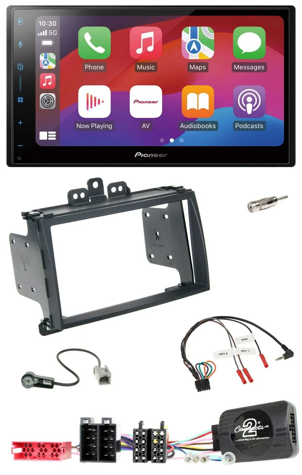 Pioneer DAB USB Lenkrad Bluetooth 2DIN Autoradio für Hyundai i20 09-12 schwarz