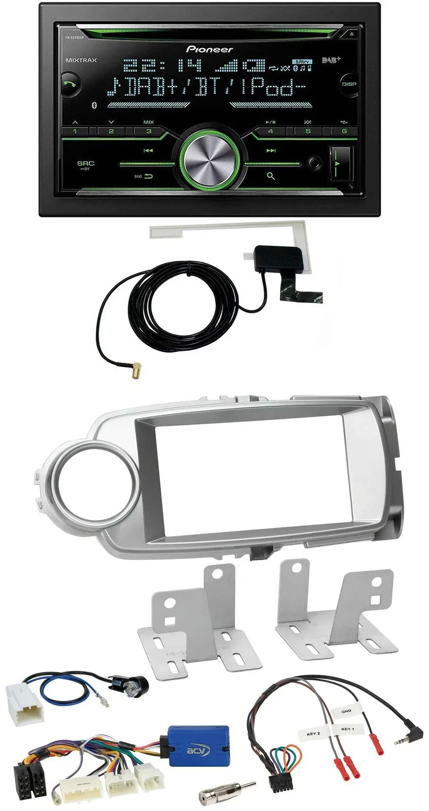 Автомагнитола Pioneer 2DIN CD/USB/Bluetooth DAB для Toyota Yaris 2011–2014