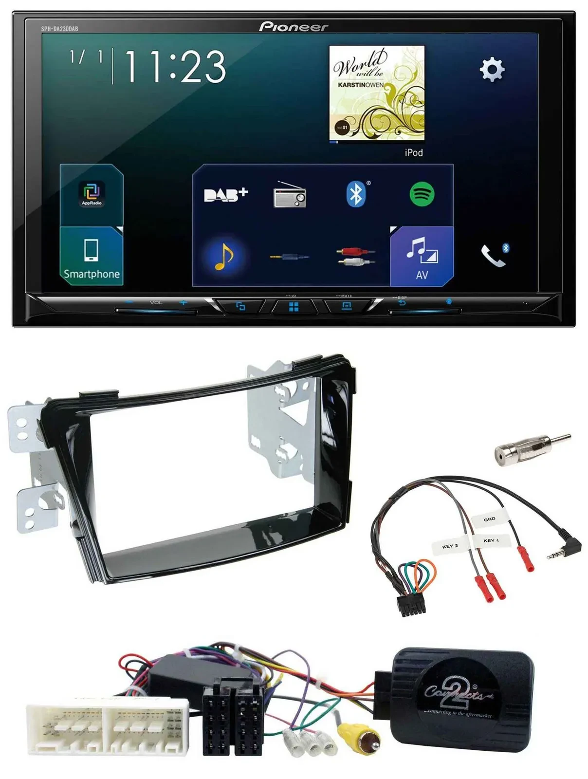 Pioneer Lenkrad Bluetooth USB 2DIN DAB Autoradio für Hyundai i40 ab 16 VF Klavie